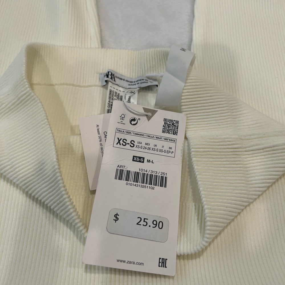 Zara Off-White Ribbed Pants - Picture 3 of 8
